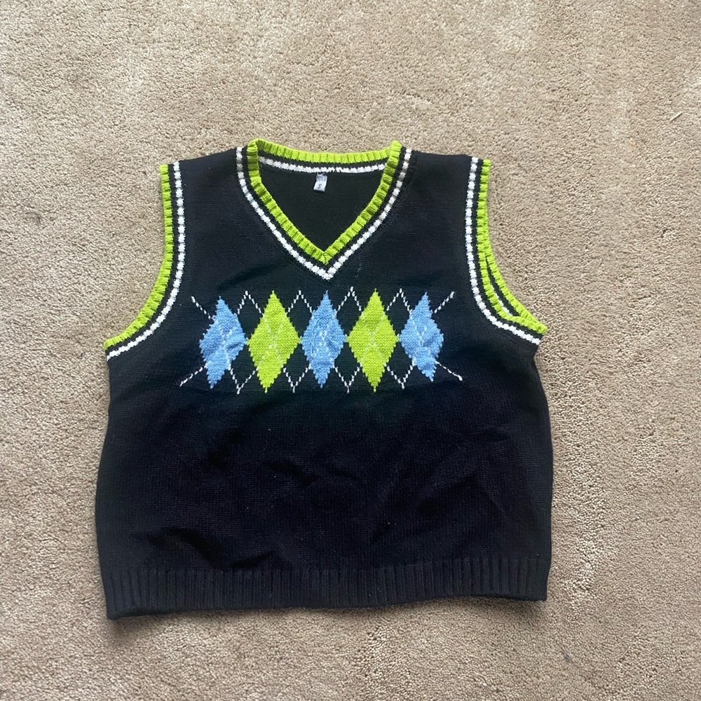 Multi-coloured knitted sweater vest